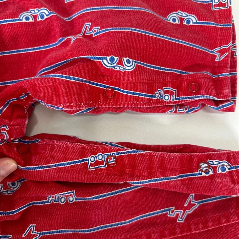 VTG Oshkosh B’Gosh Red White Blue Cars Boys Overalls 24M Made‎ in USA Vestbak